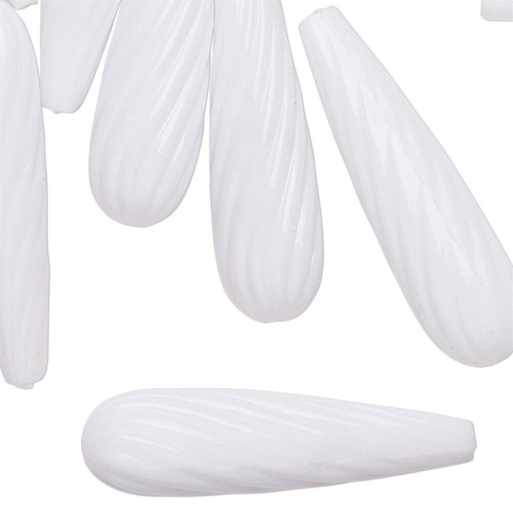 Vintage Germany White Lucite Swirls Acrylic Large 36x10mm Teardrop Beads 5pcs
